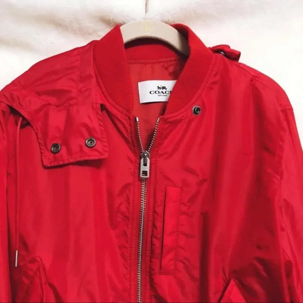 Coach Bright Red Nylon Hooded Jacket - Picture 5 of 8
